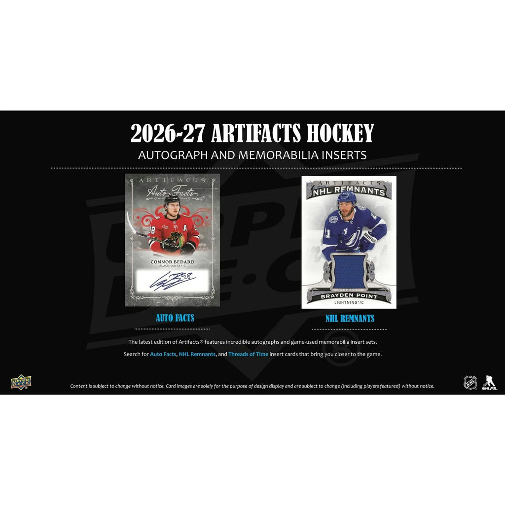 Upper Deck 2026-27 Artifacts Hockey Blaster 20 Box Case Presell Releases Sep 23rd 2026 (Ships Sealed Only)