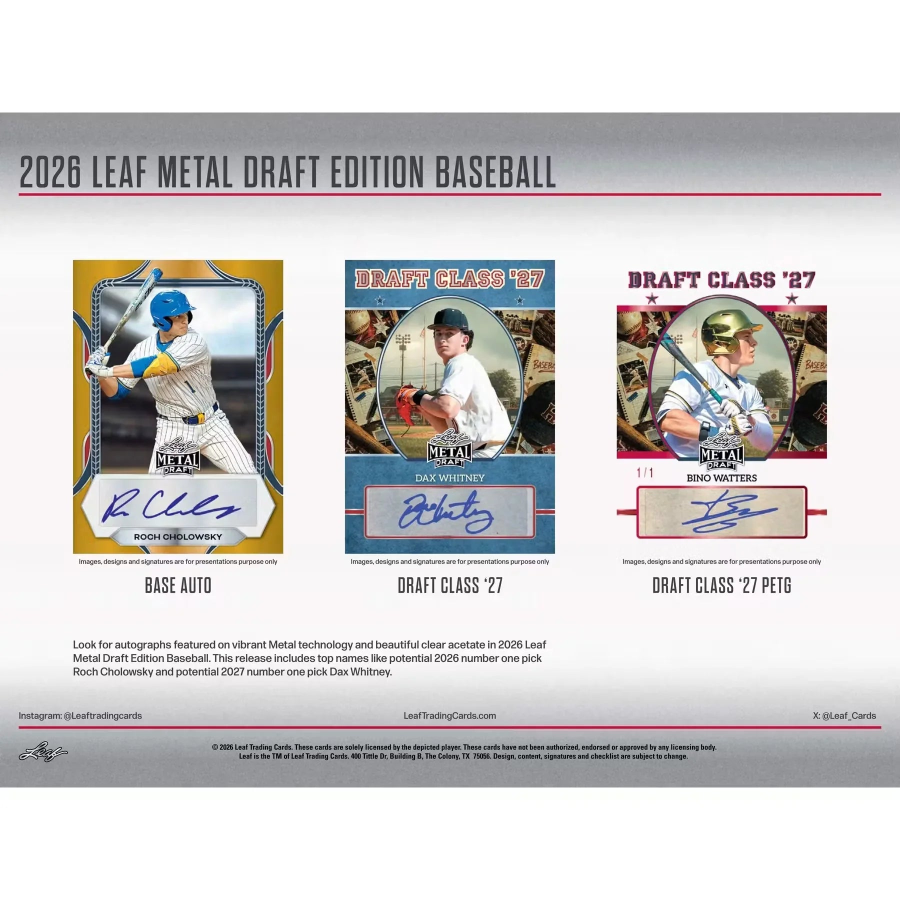 2026 Leaf Metal Draft Baseball Hobby Box | Presell (Ships Sealed Only)