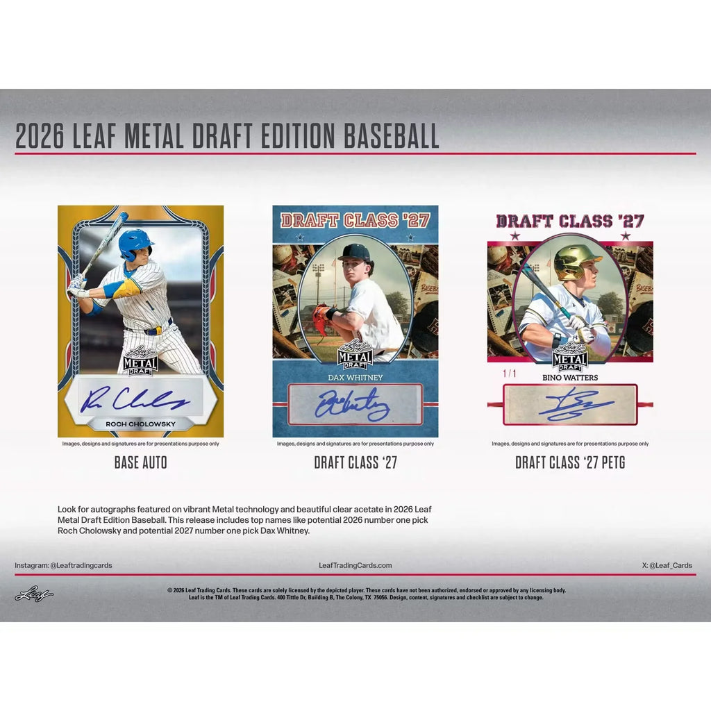 2026 Leaf Metal Draft Baseball Mega 8-Box Case | Presell (Ships Sealed Only)