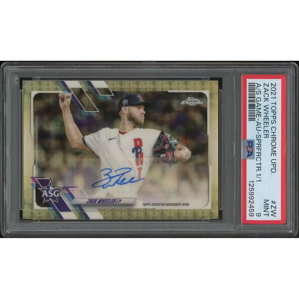 2021 Topps Chrome Update Baseball #ASGAZW Zack Wheeler '21 All Star Game Superfractor Auto #1/1 PSA 9 (MINT) Sonic 1 Card