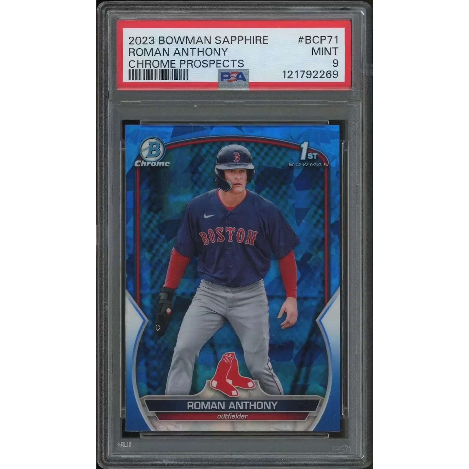 Roman Anthony 2023 Bowman Chrome Sapphire Rookie Card | PSA 9