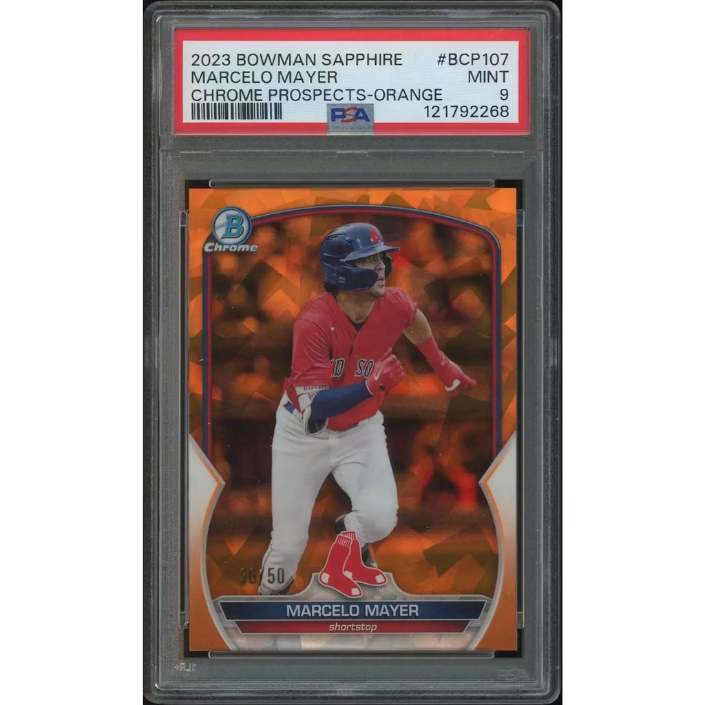 Marcelo Mayer 2023 Bowman Chrome Sapphire Orange Refractor Rookie #36 Card | PSA 9