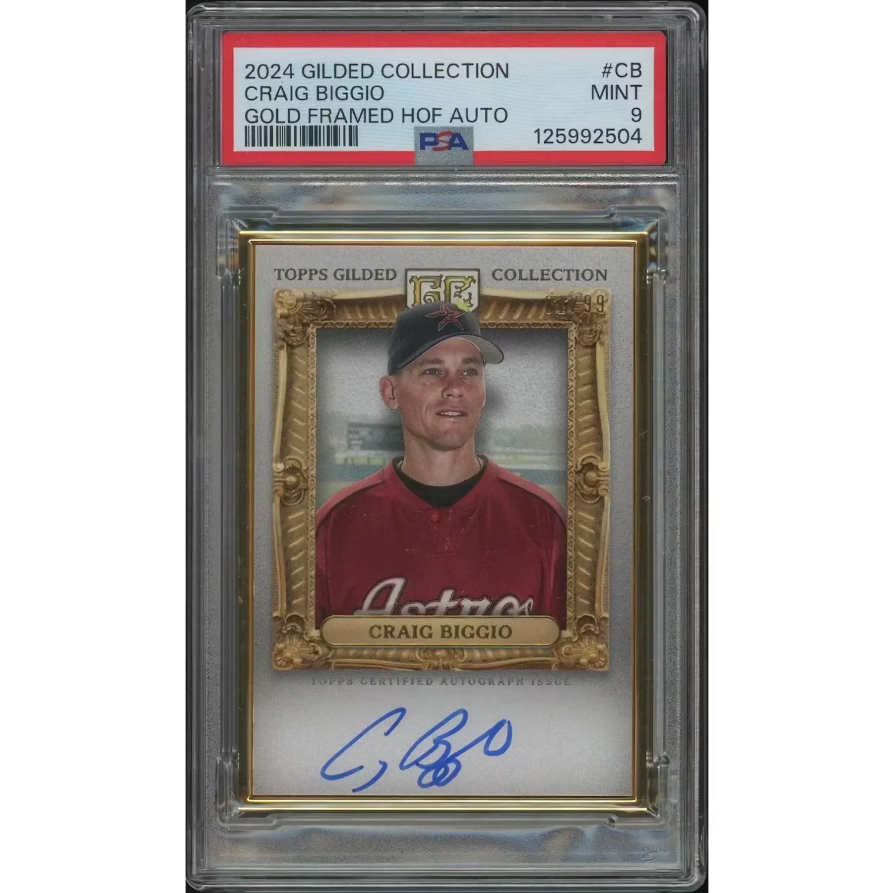Craig Biggio Signed 2024 Topps Gilded Collection Card | PSA 9 Mint #81/99