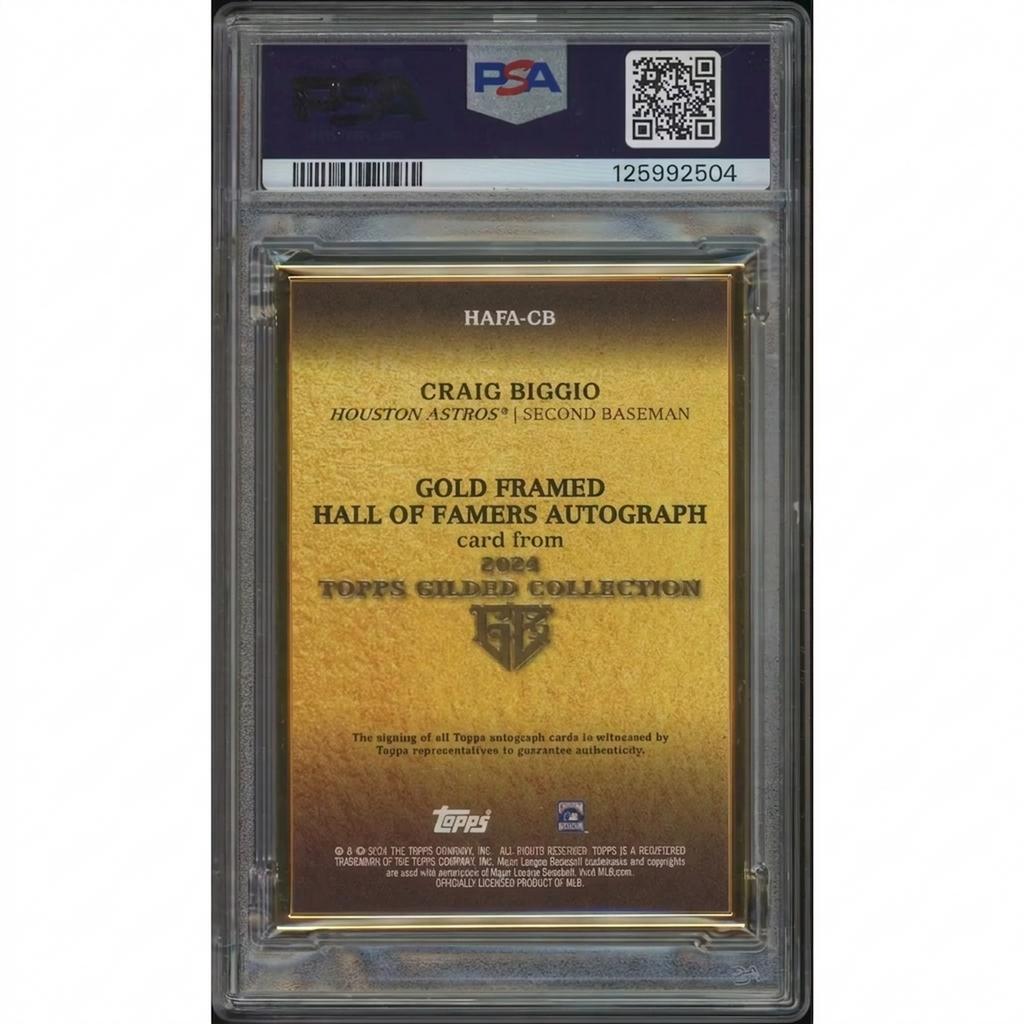 Craig Biggio Signed 2024 Topps Gilded Collection Card | PSA 9 Mint #81/99