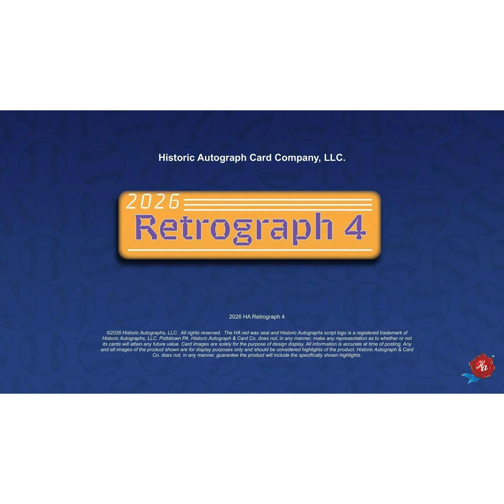 Historic Autographs Retrograph 4 Baseball 2026 Hobby Box Presell Releases May 21st 2026 (Ships Sealed Only)