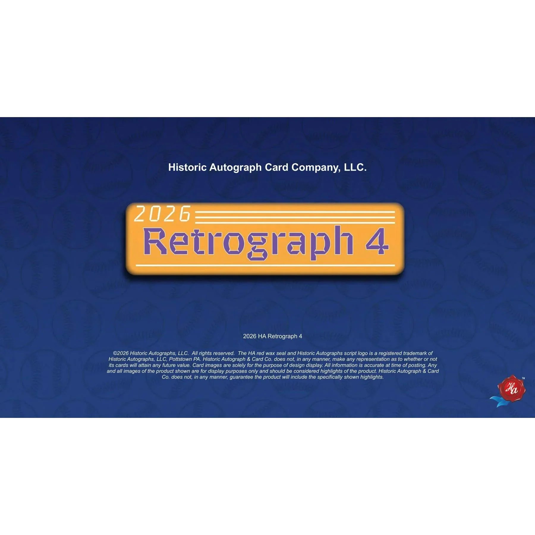 Historic Autographs Retrograph 4 Baseball 2026 Hobby Box Presell Releases May 21st 2026 (Ships Sealed Only)
