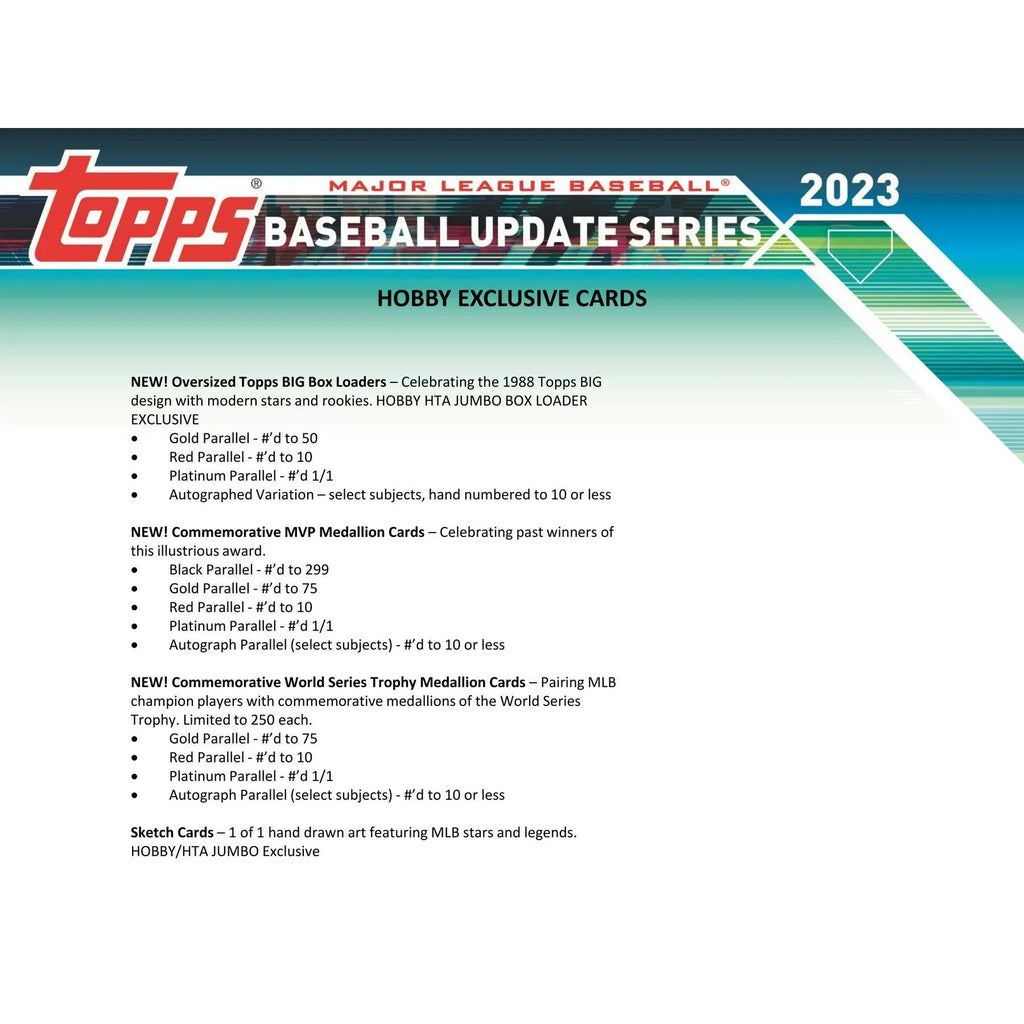 2023 Topps Update Series Baseball Hobby Jumbo Box (Ships Sealed Only)