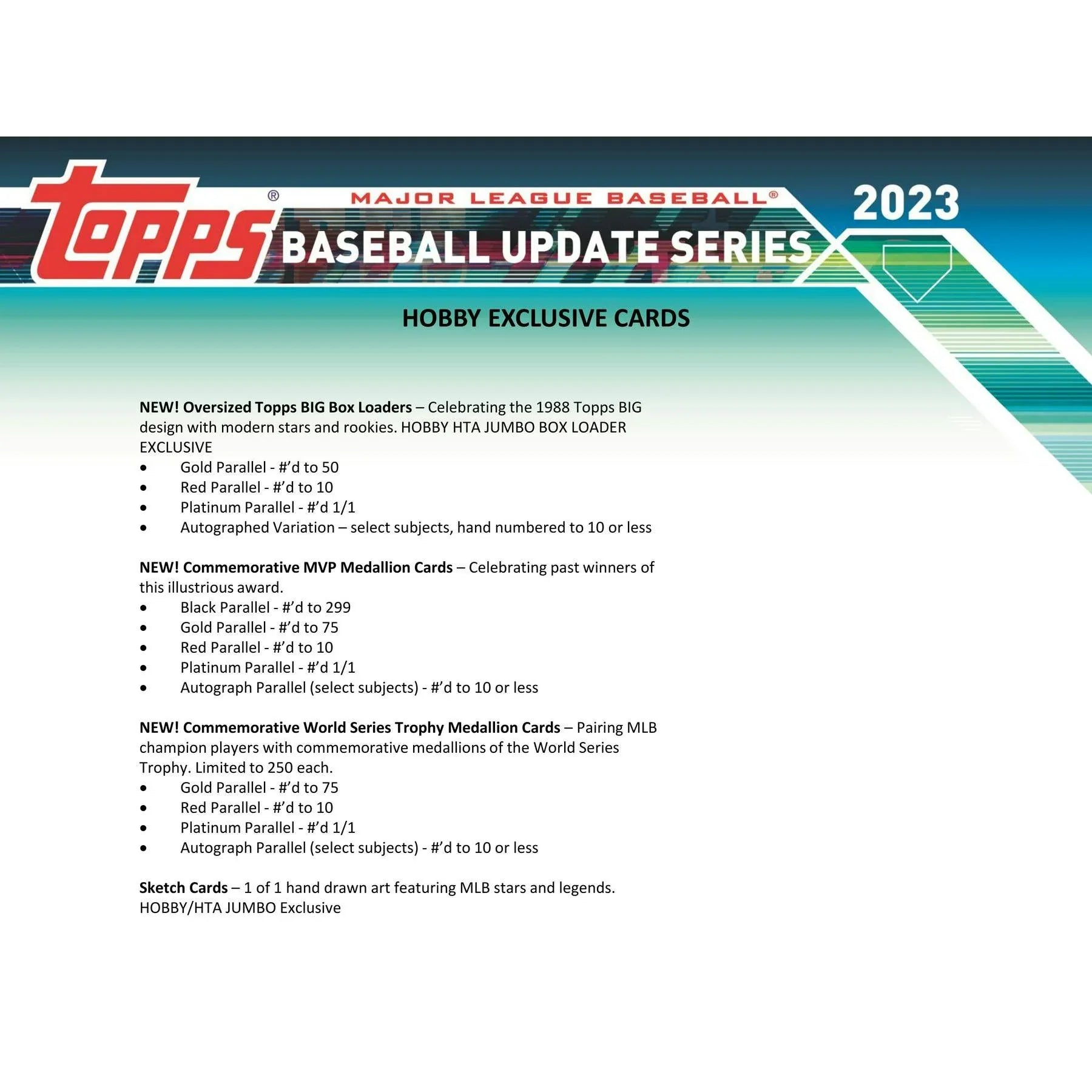 2023 Topps Update Series Baseball Hobby Jumbo Box (Ships Sealed Only)