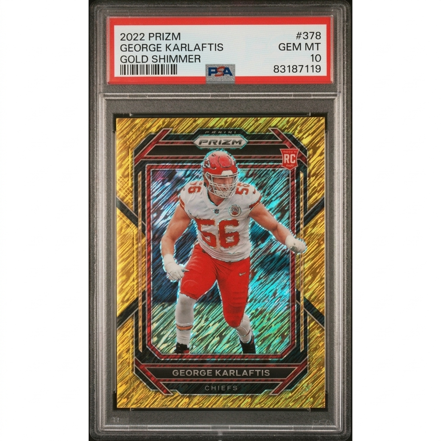 George Karlaftis 2022 Panini Prizm Gold Shimmer Rookie #378 | PSA 10