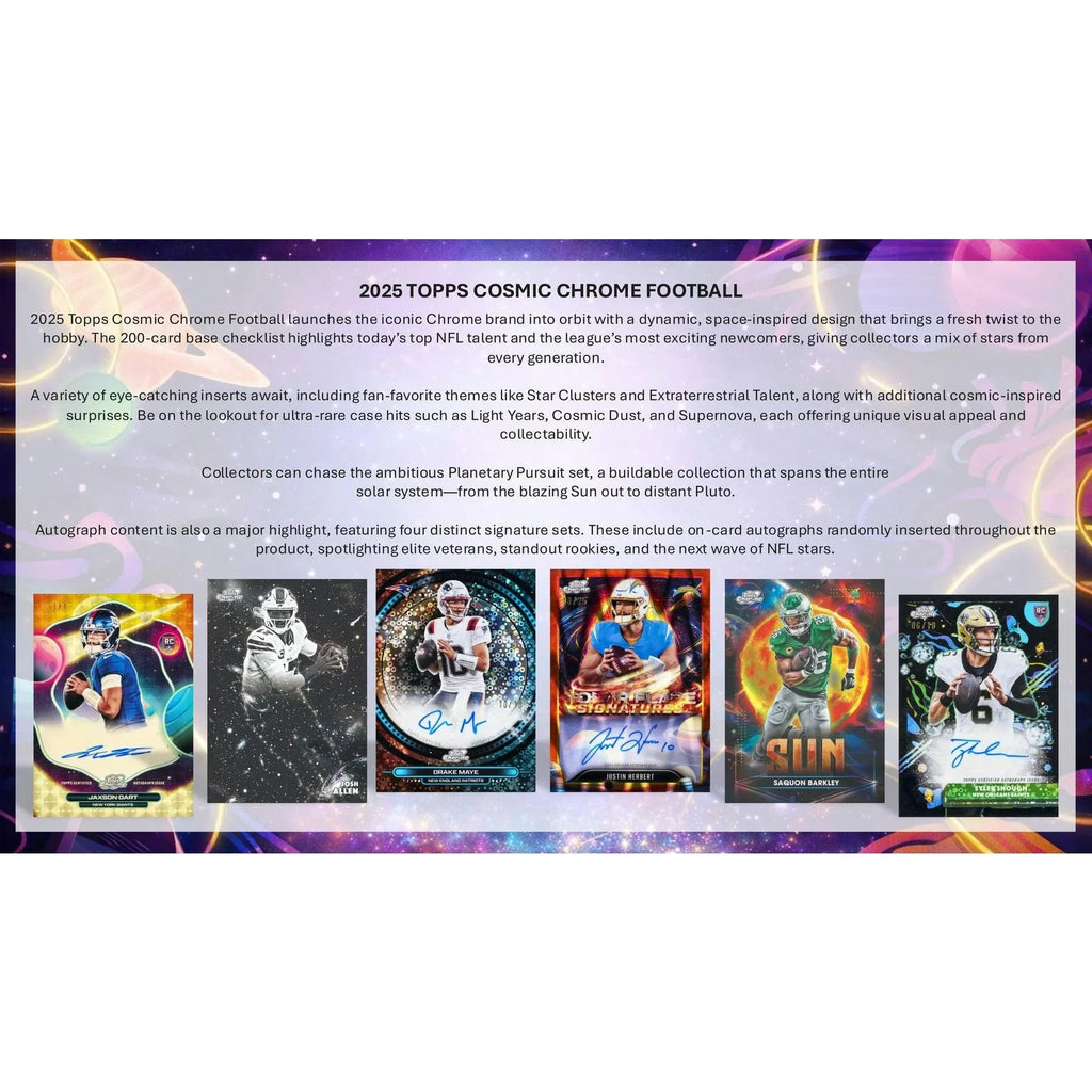 2025 Topps Cosmic Chrome Football Hobby Box Presell (Ships Sealed Only)