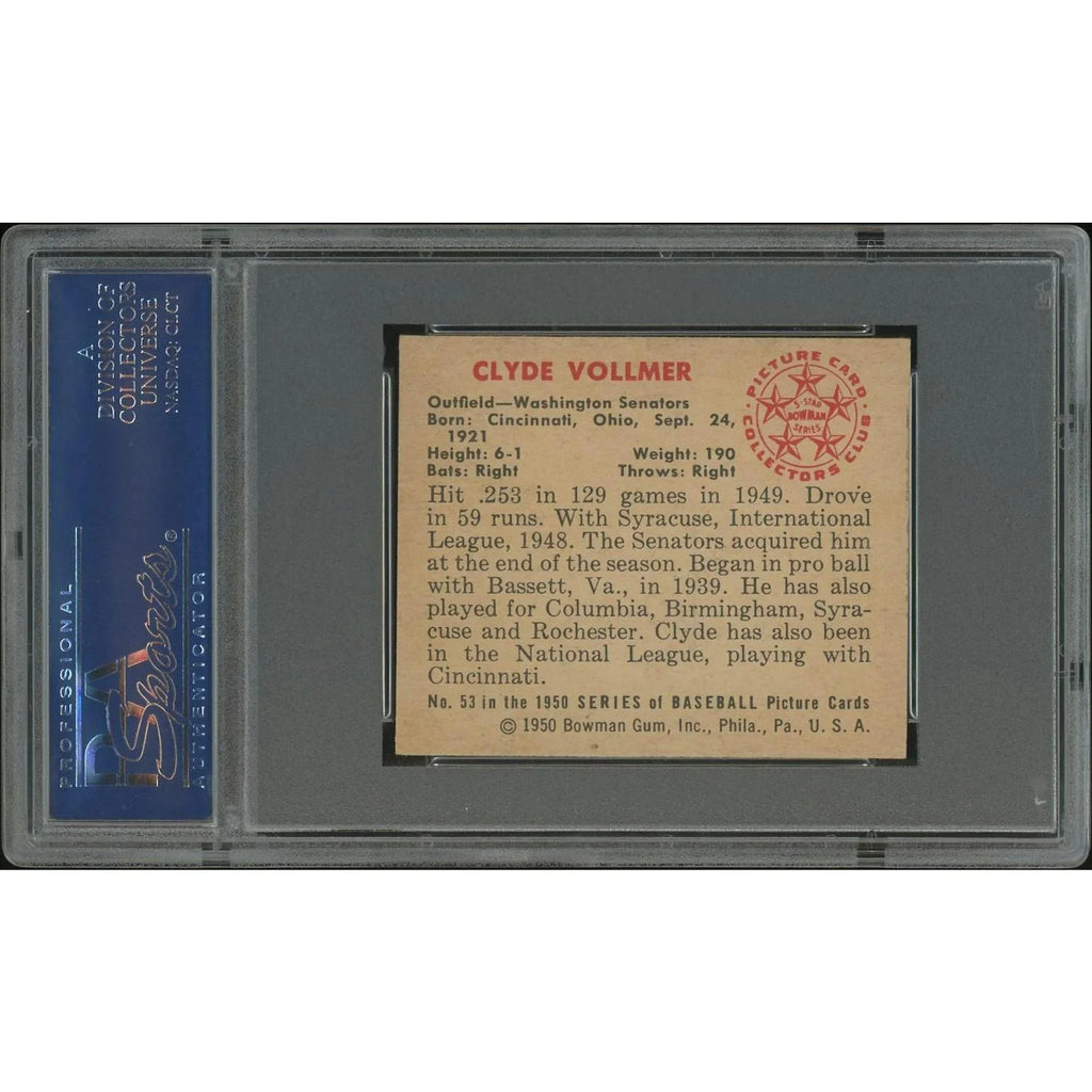 Clyde Vollmer 1950 Bowman Baseball Card #53 Rookie | PSA 7 NM
