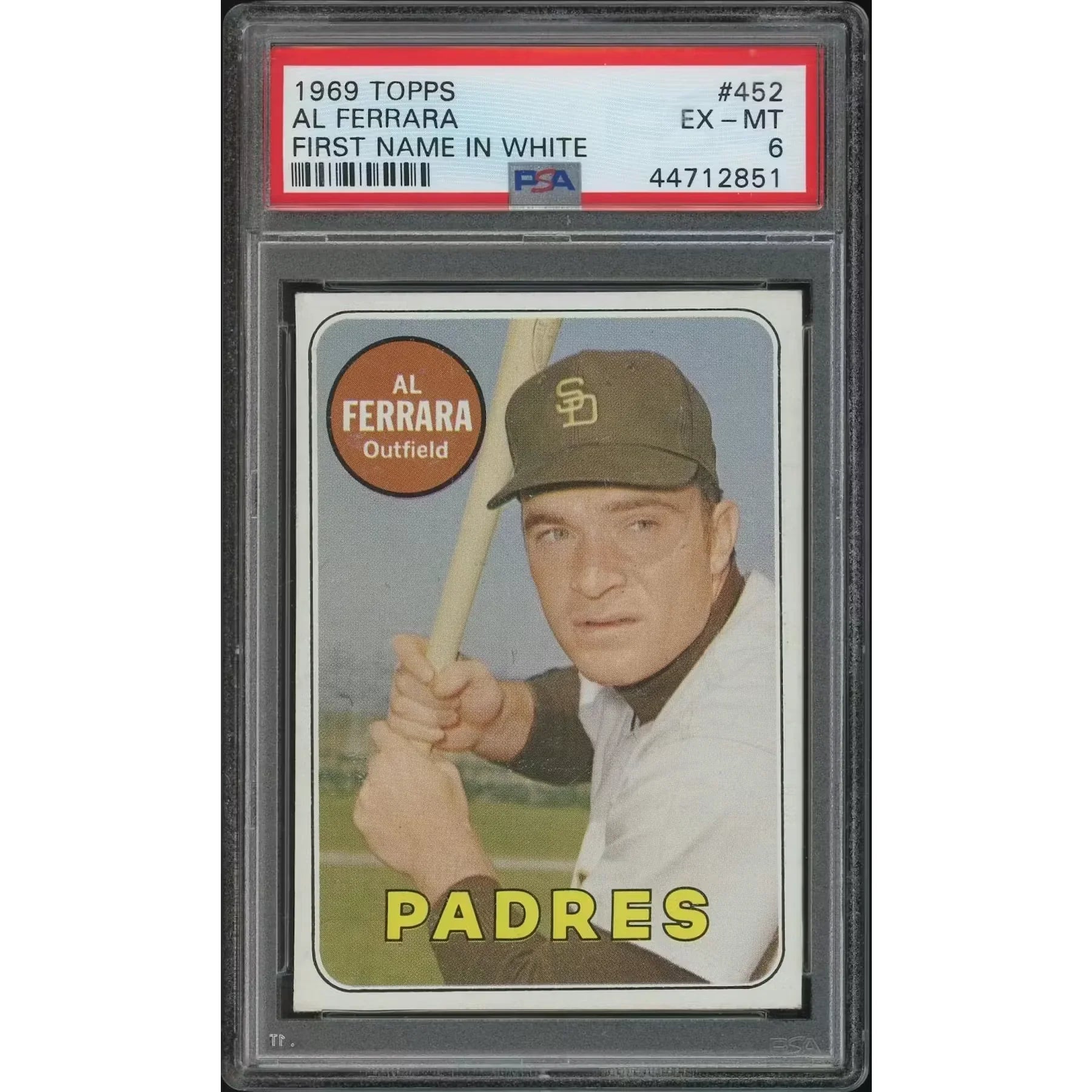 1969 Topps Baseball #452 Al Ferrara | PSA 6 EX-MT