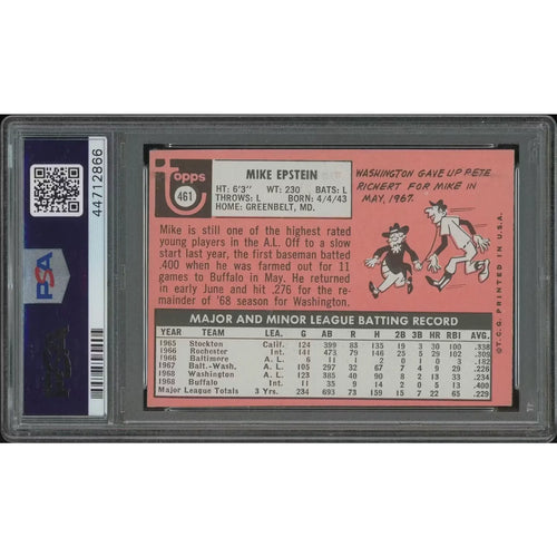 1969 Topps Baseball #461 Mike Epstein Card | PSA 5 EX