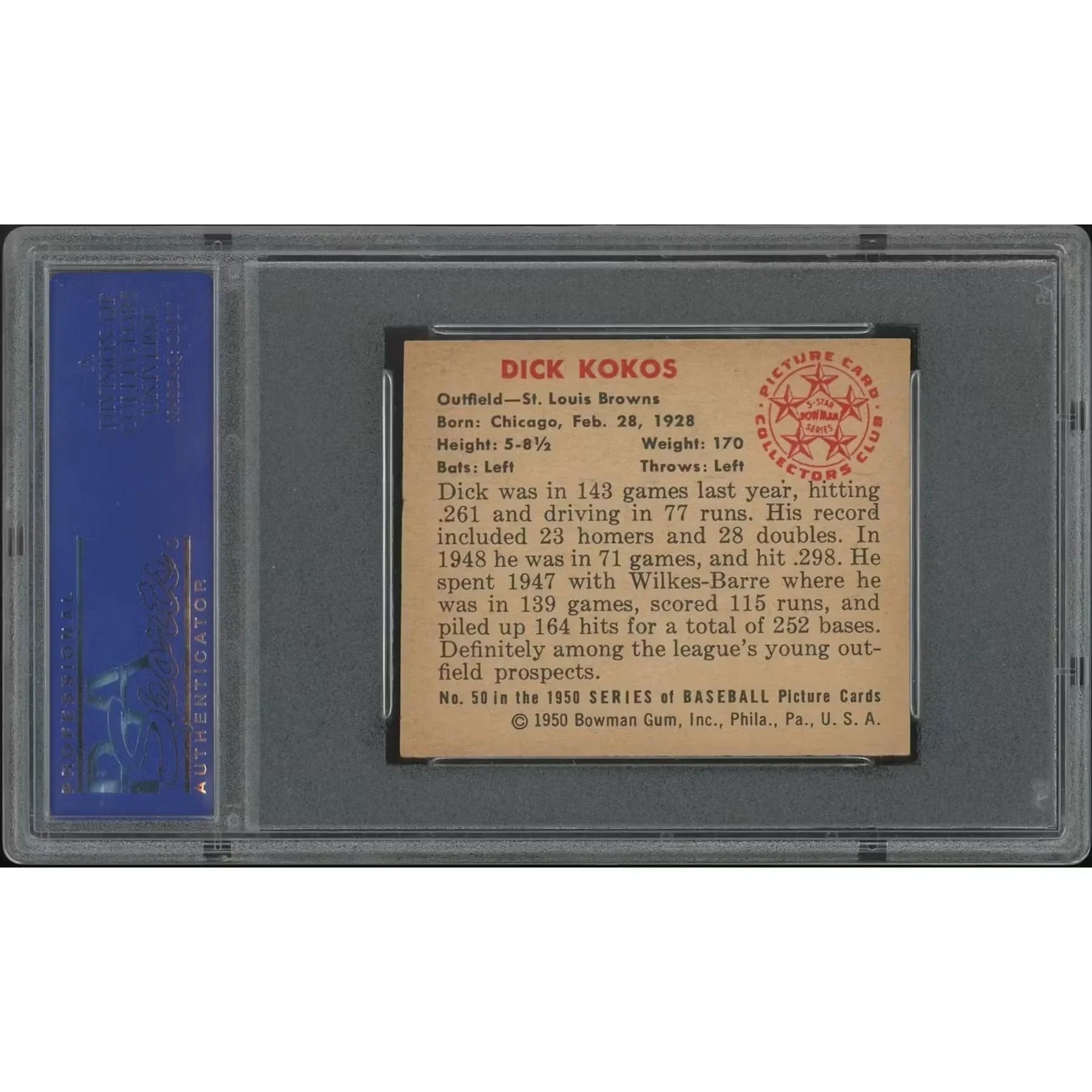 1950 Bowman Baseball #50 Dick Kokos | PSA 7 NM