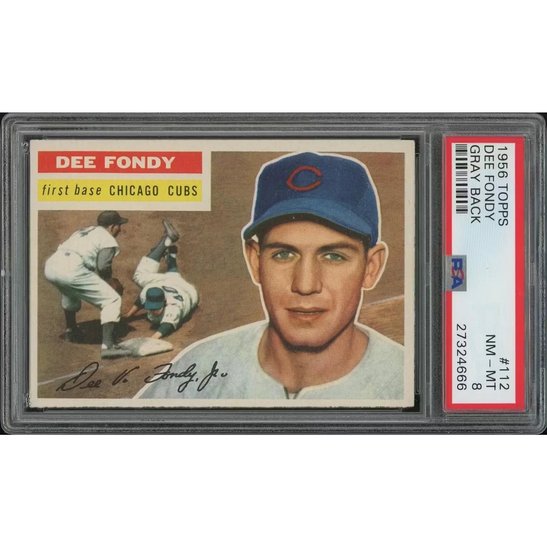 1956 Topps Baseball #112 Dee Fondy Gray Back | PSA 8 NM-MT