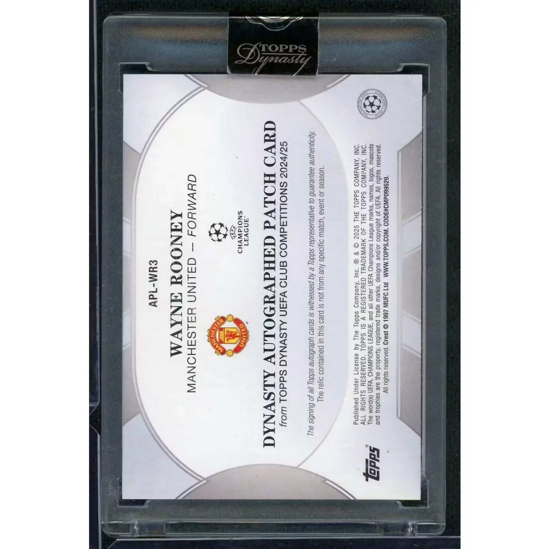 Wayne Rooney Signed Patch Card | 2024-25 Topps Dynasty UEFA/5