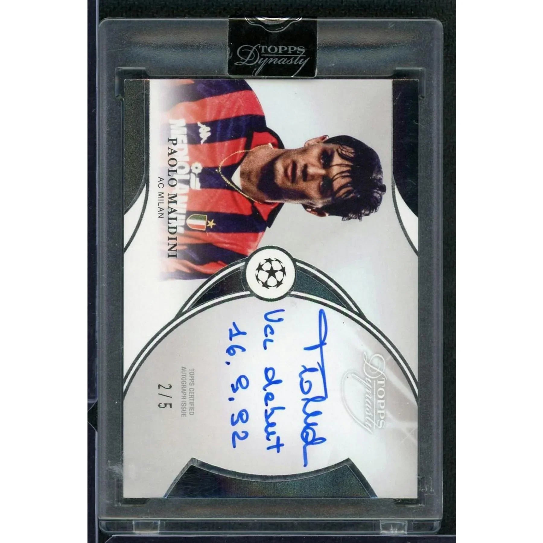 Paolo Maldini Signed 2024-25 Topps Dynasty UEFA Card | Debut Day Inscription Auto/5
