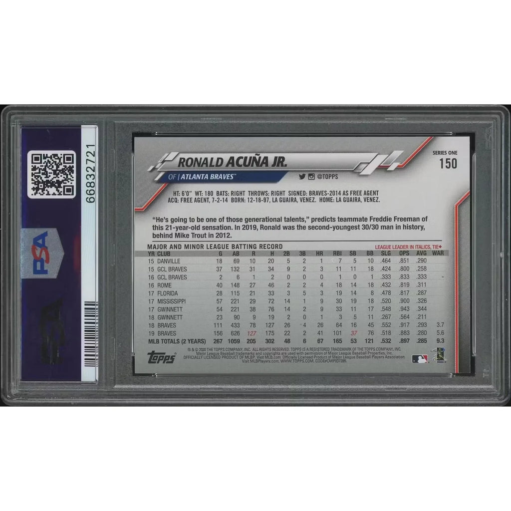 Ronald Acuna Jr 2020 Topps Baseball #150 Card | PSA 10 Gem Mint