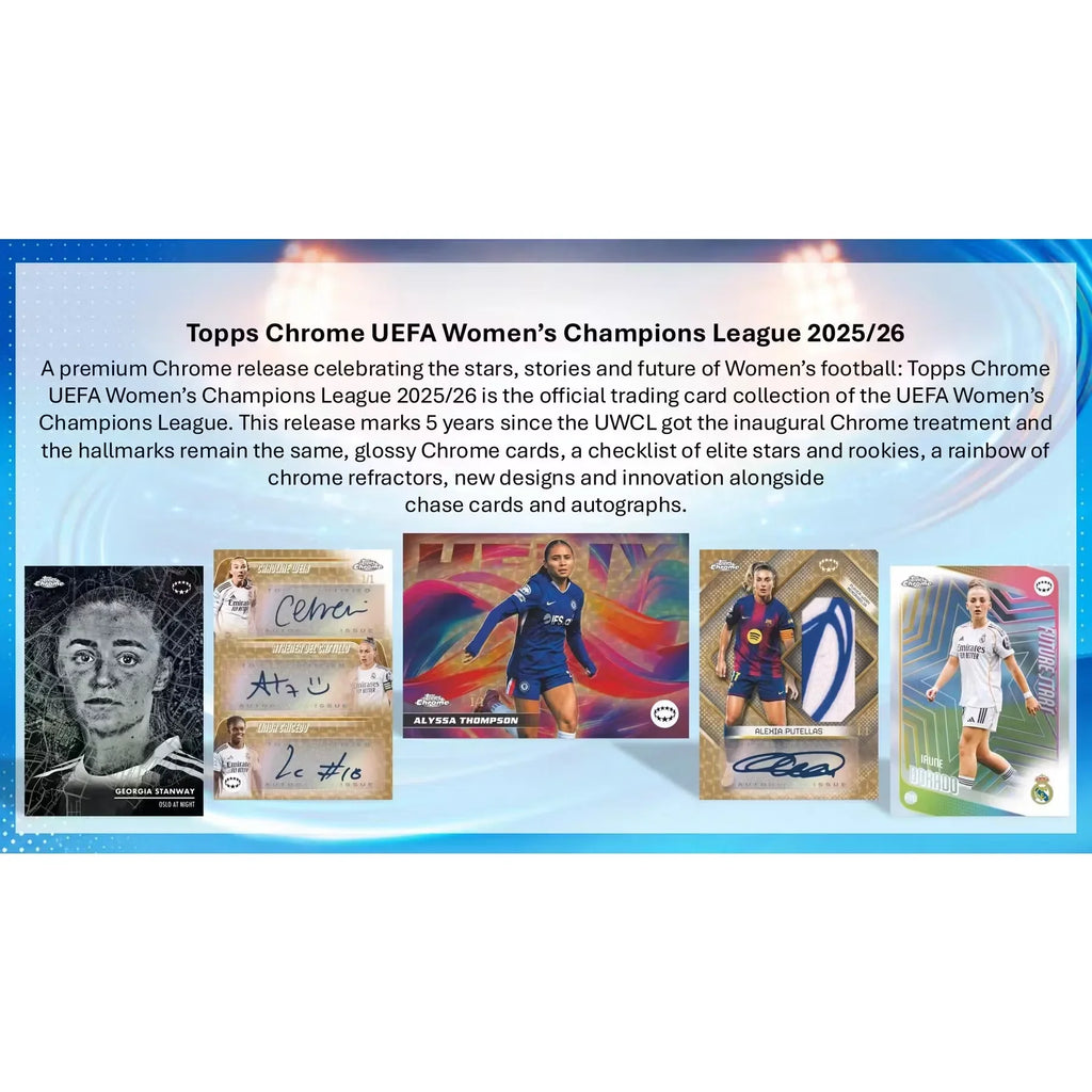 2025 26 Topps Chrome Women s UEFA Champions League Soccer Hobby 12 Box Case Presell (Ships Sealed Only)