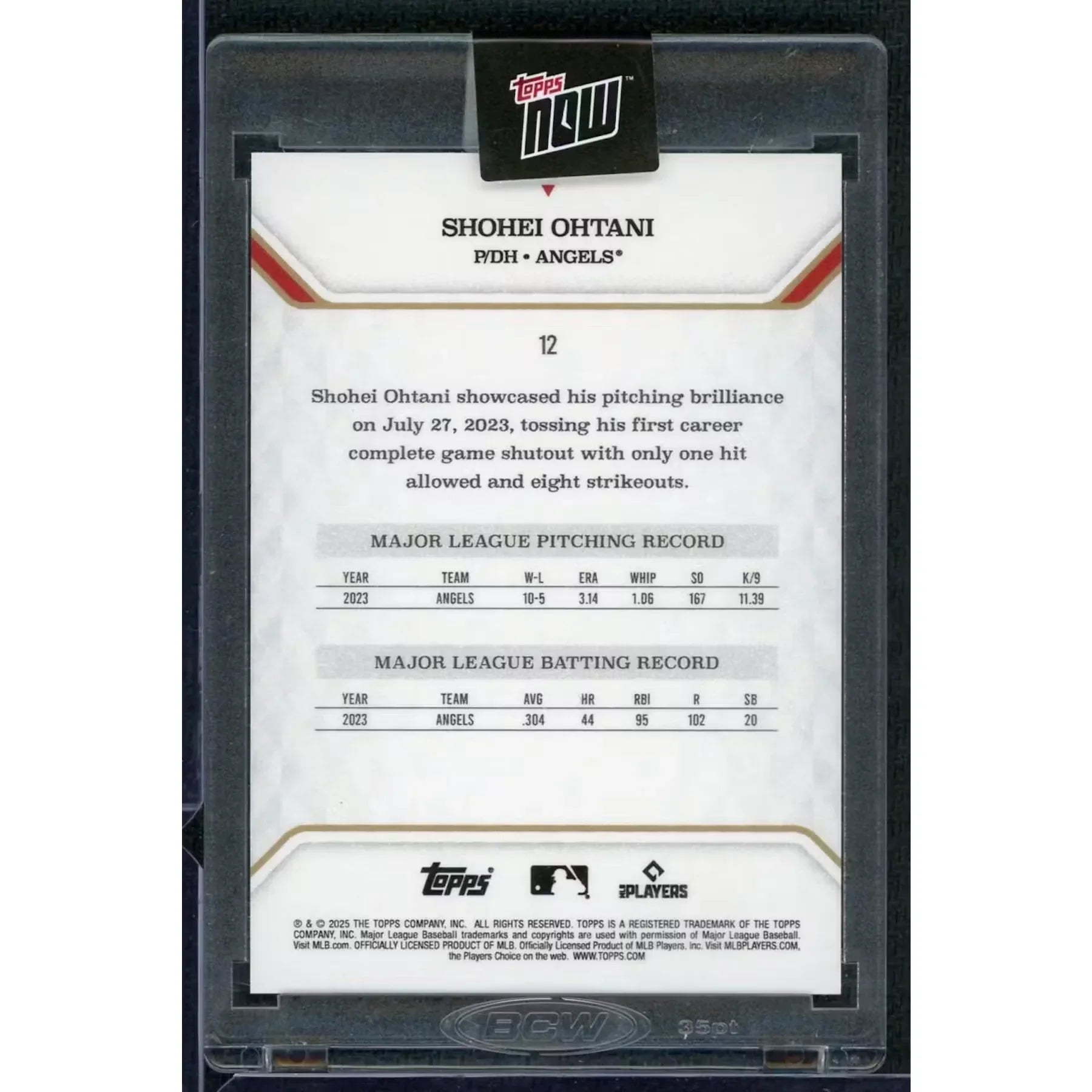Shohei Ohtani 2023 2025 Topps Now AL MVP #12 Card |/99