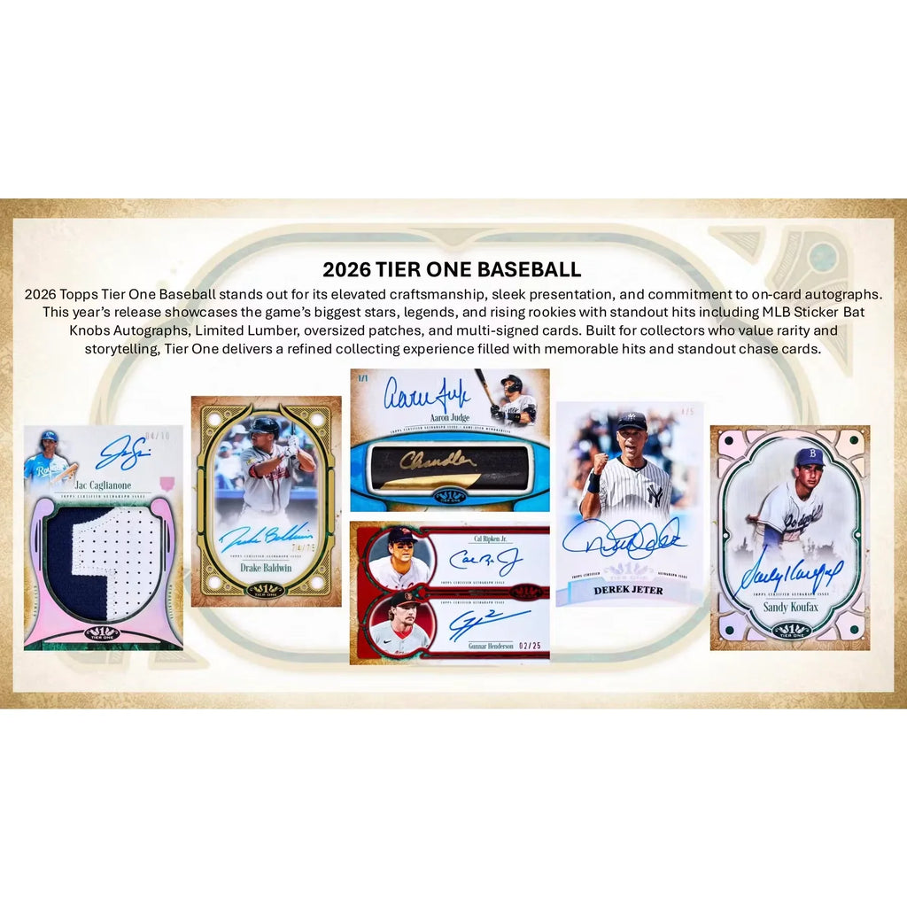 2026 Topps Tier One Baseball Hobby 12 Box Case Presell (Ships Sealed Only)