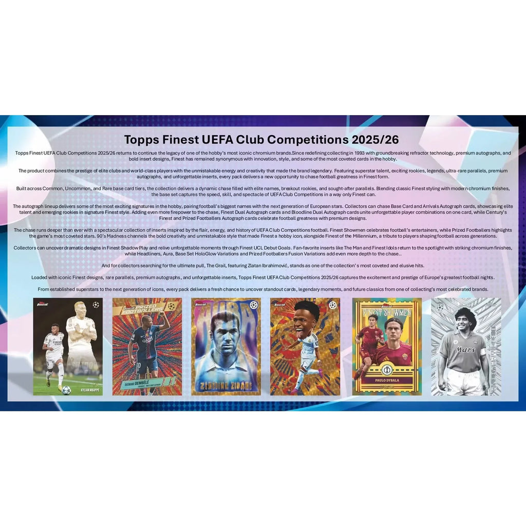 2025 26 Topps UEFA Club Competitions Finest Soccer Hobby 8 Box Case Presell (Ships Sealed Only)