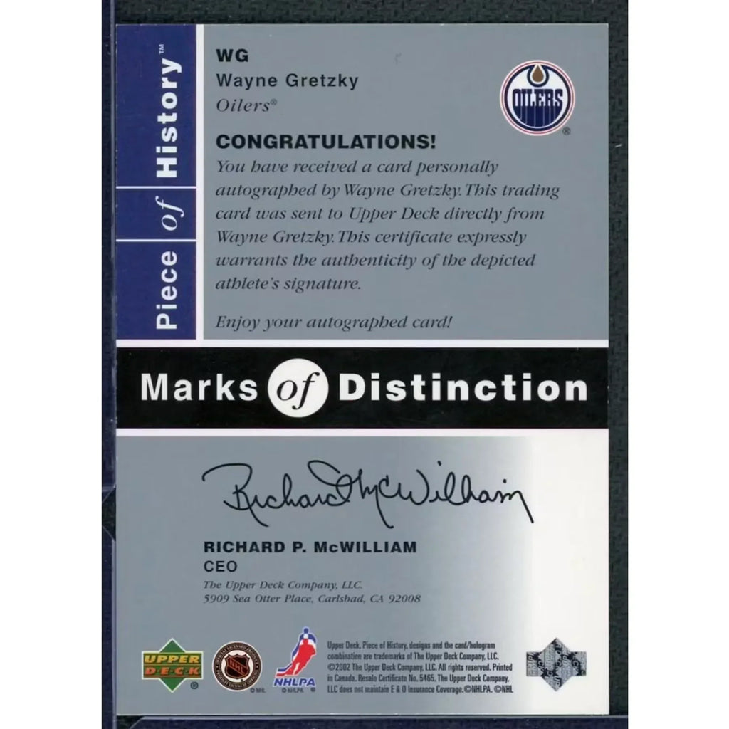 Wayne Gretzky Signed 2002-03 Upper Deck Marks of Distinction Card