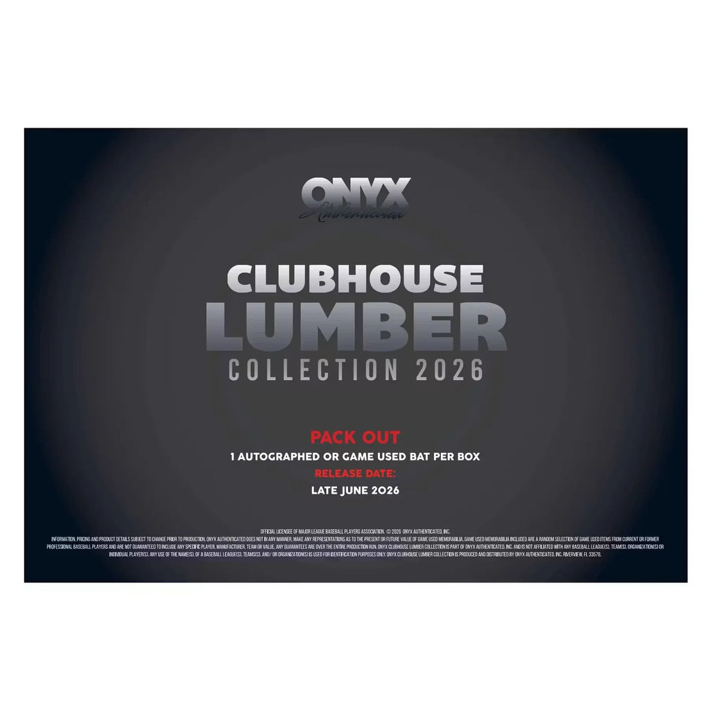 2026 Onyx Clubhouse Lumber Collection Baseball Bat Hobby Box | Presell (Ships Sealed Only)