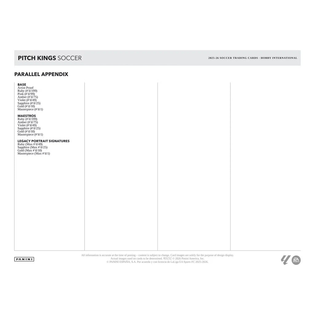 2025-26 Panini Pitch Kings Soccer Hobby International 16-Box Case (Ships Sealed Only)