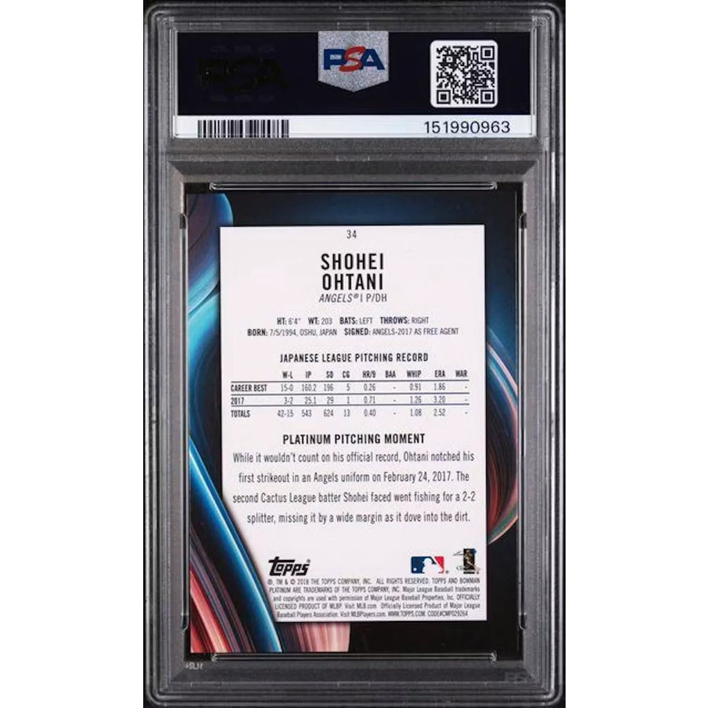 Shohei Ohtani 2018 Bowman Platinum Rookie Card #34 | PSA 9