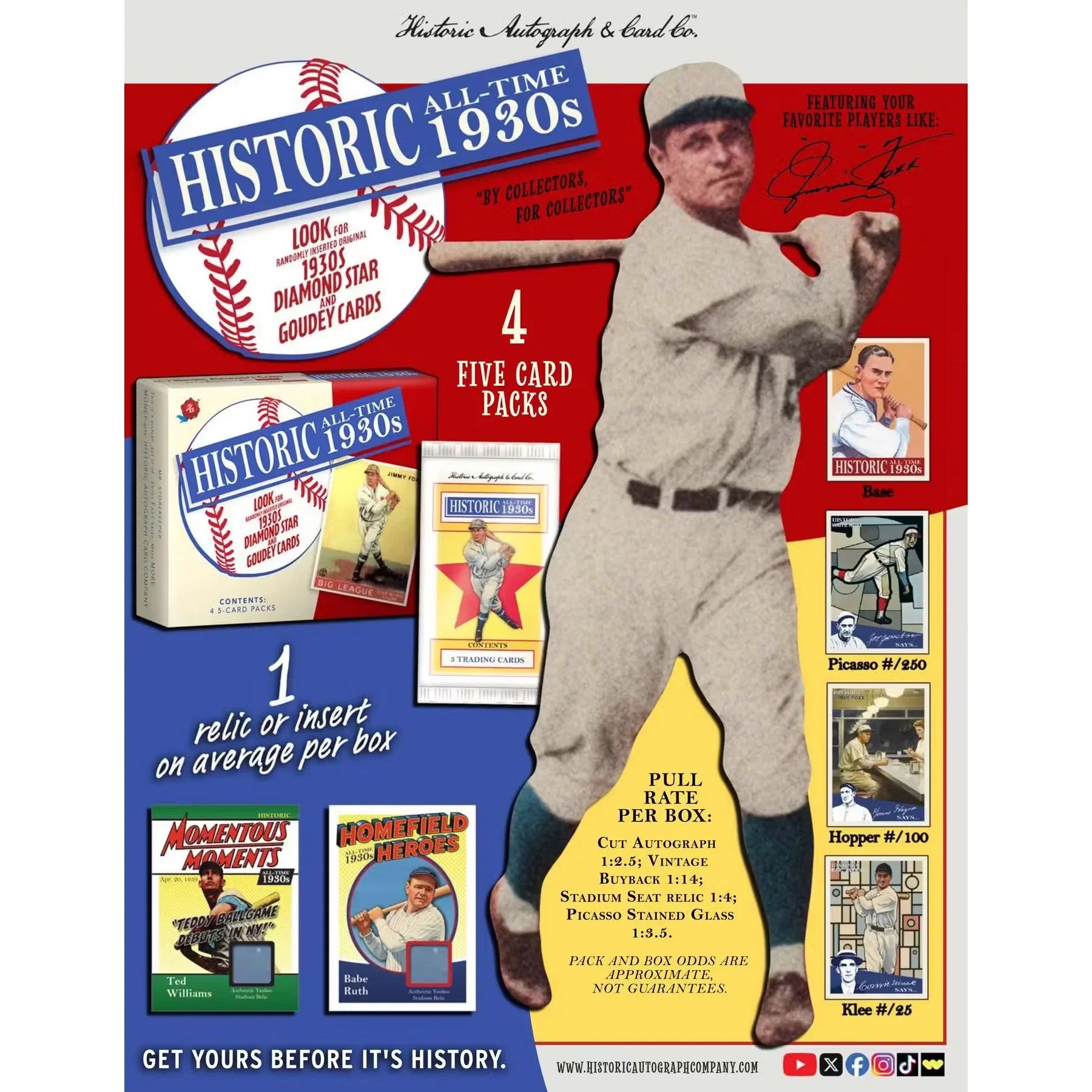 2026 Historic Autographs All-Time 1930s Baseball Hobby 24-Box Case | Presell (Ships Sealed Only)
