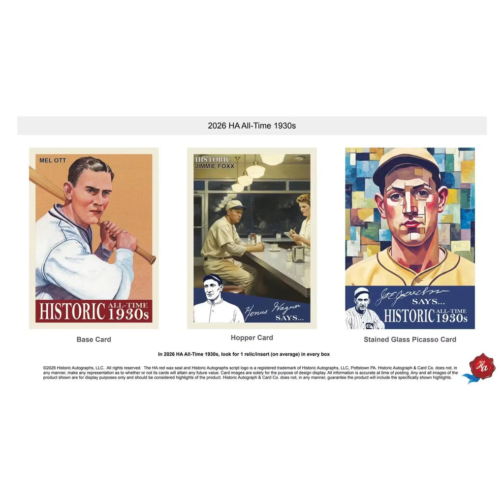 2026 Historic Autographs All-Time 1930s Baseball Hobby 24-Box Case | Presell (Ships Sealed Only)