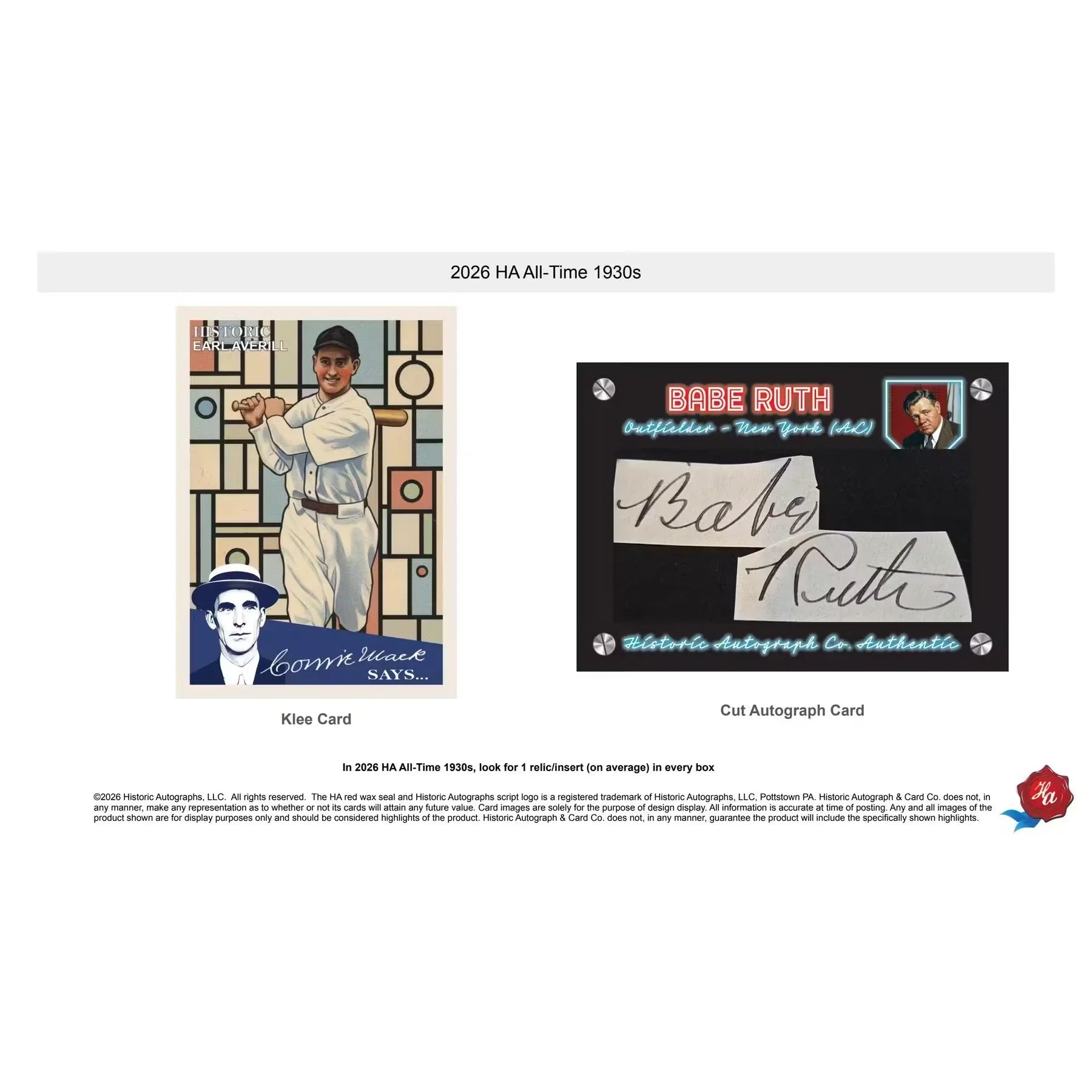 2026 Historic Autographs All-Time 1930s Baseball Hobby 24-Box Case | Presell (Ships Sealed Only)