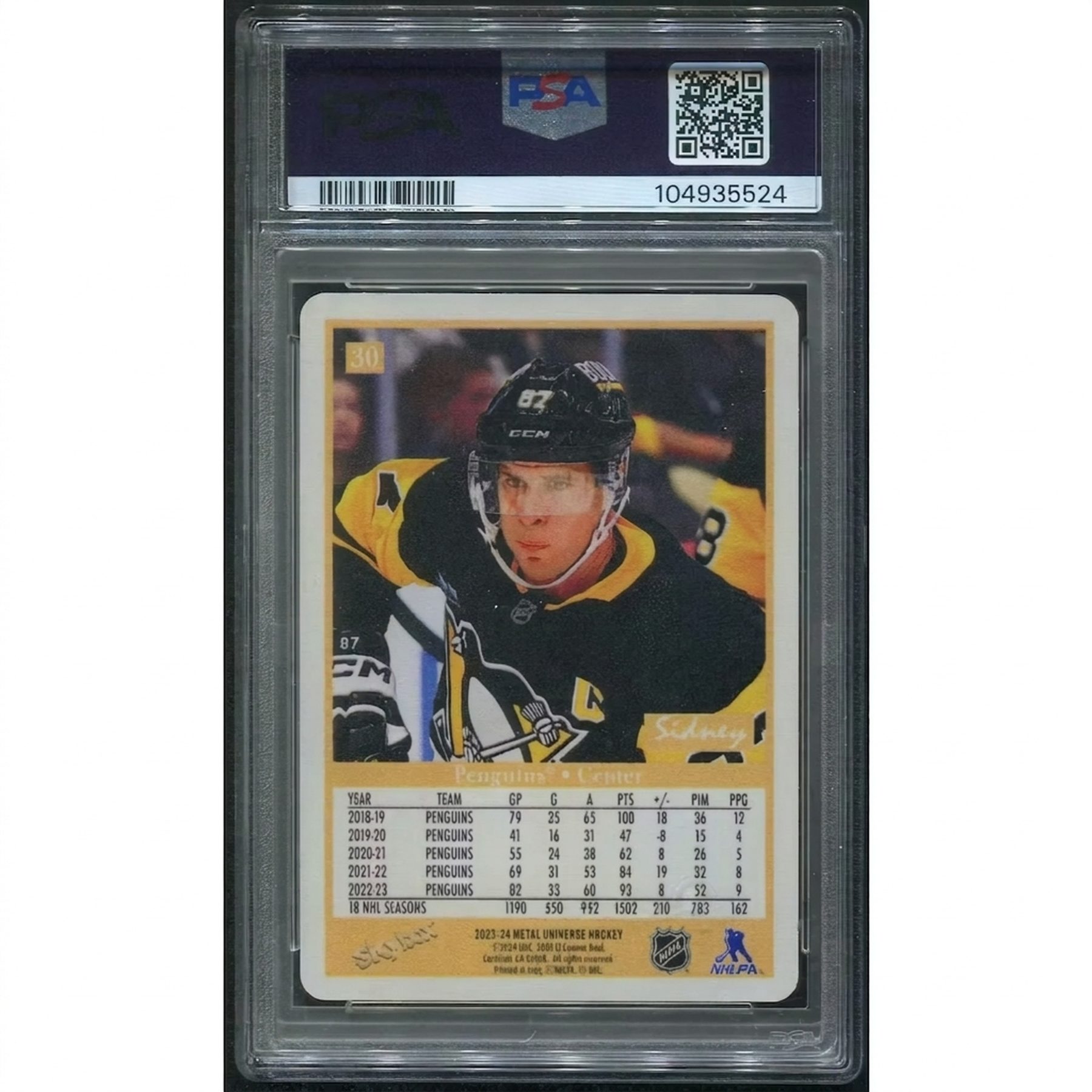 Sidney Crosby Signed 2023-24 Metal Universe Hockey Card #30 | PSA 10 Gem Mint