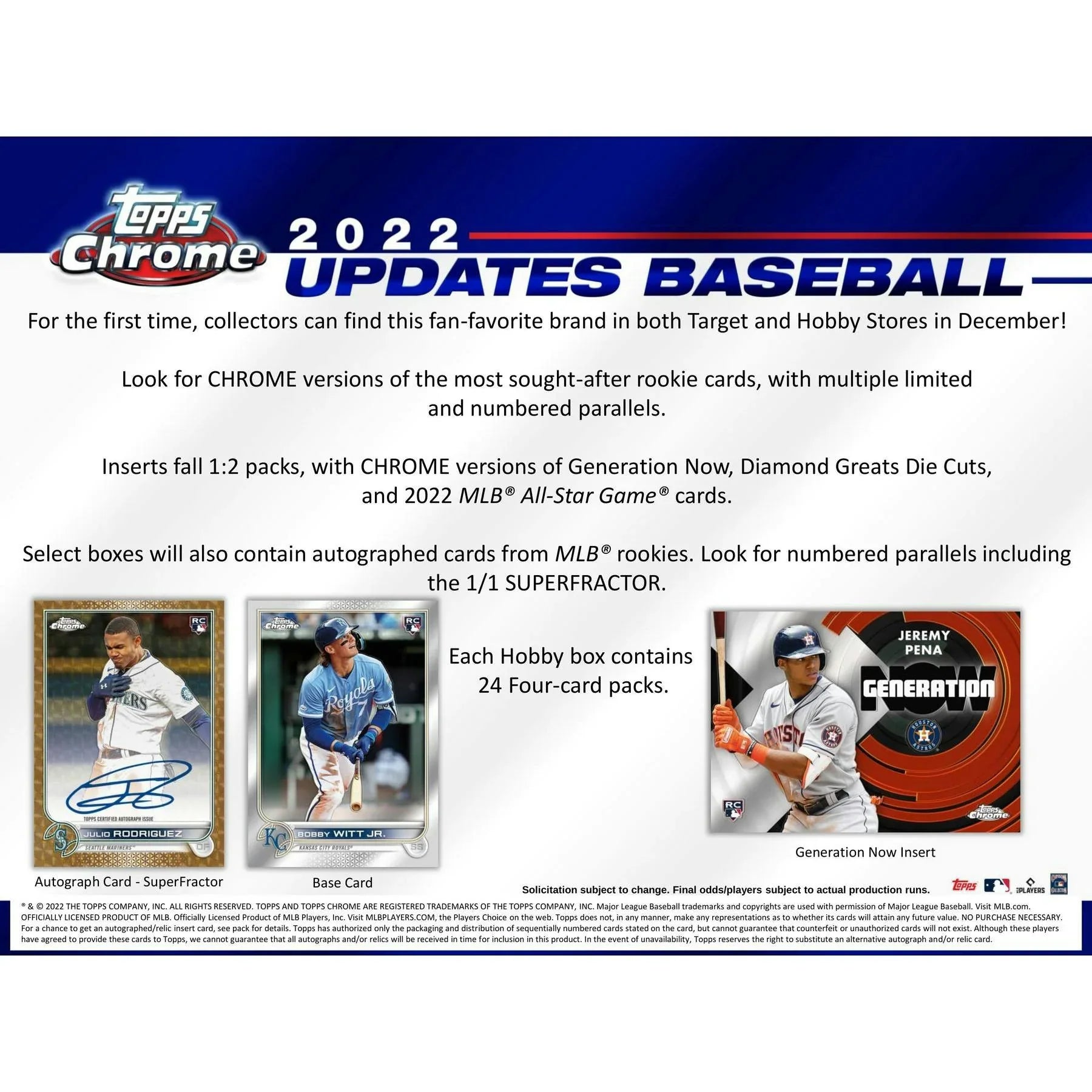2022 Topps Chrome Update Series Baseball Hobby 12-Box Case (Ships Sealed Only)