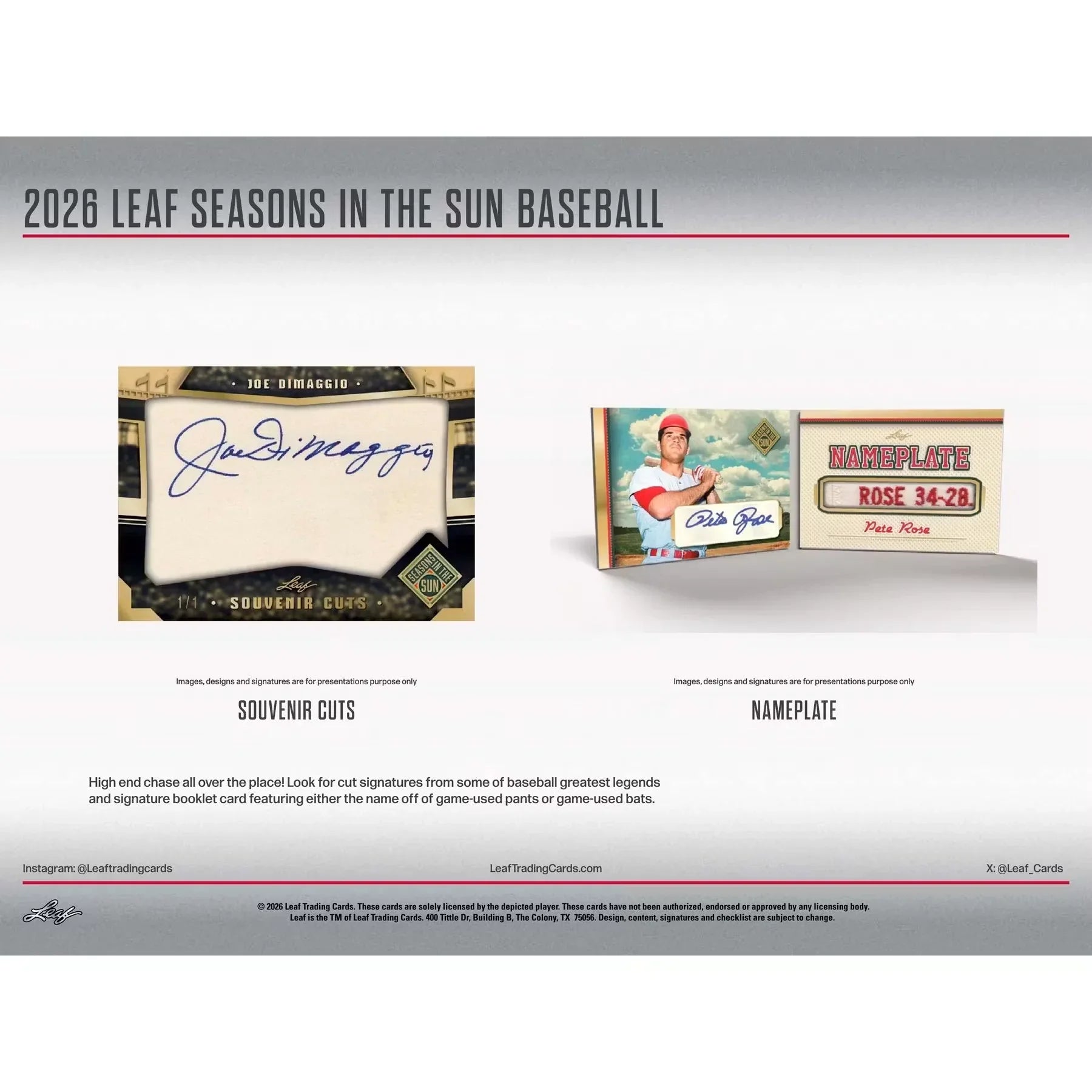 2026 Leaf Seasons in the Sun Baseball Hobby Box | Presell (Ships Sealed Only)