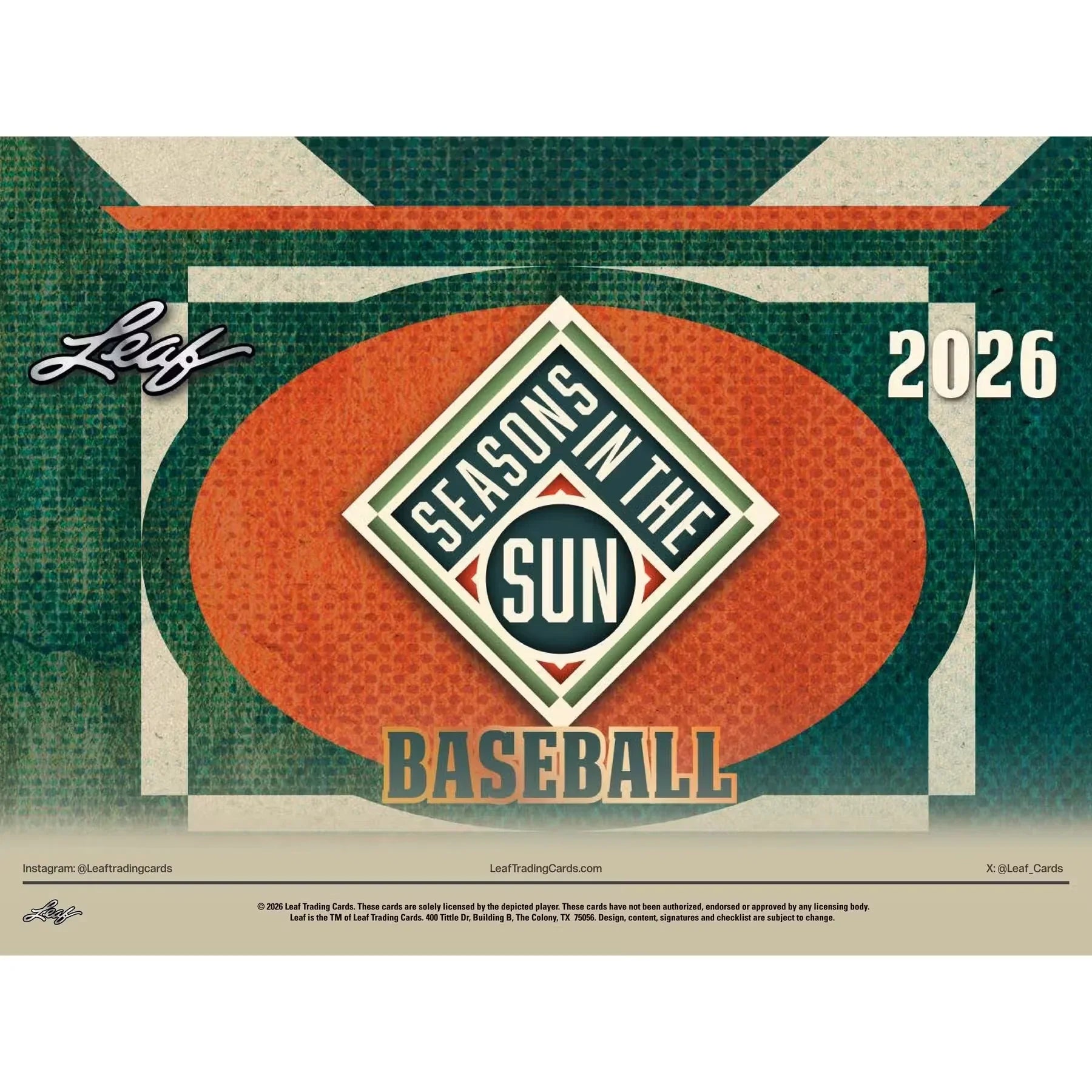 2026 Leaf Seasons in the Sun Baseball Hobby 10-Box Case | Presell (Ships Sealed Only)