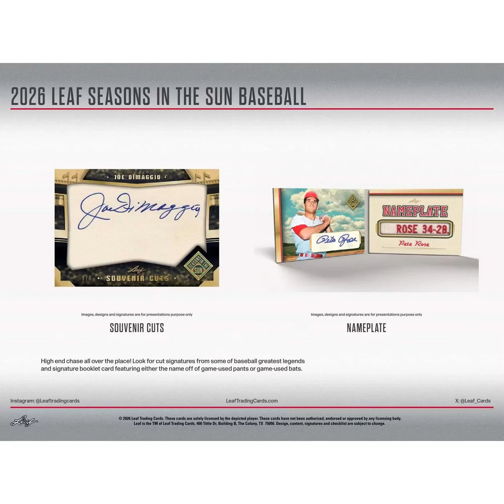 2026 Leaf Seasons in the Sun Baseball Hobby 10-Box Case | Presell (Ships Sealed Only)