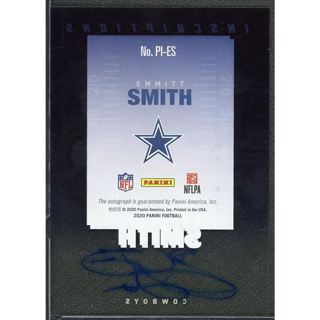 Emmitt Smith Signed 2020 Panini Pinnacle Inscriptions Card |/25