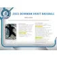2022 Bowman Draft Baseball Hobby Jumbo Box (Ships Sealed Only)