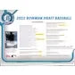 2022 Bowman Draft Baseball Hobby Jumbo Box (Ships Sealed Only)