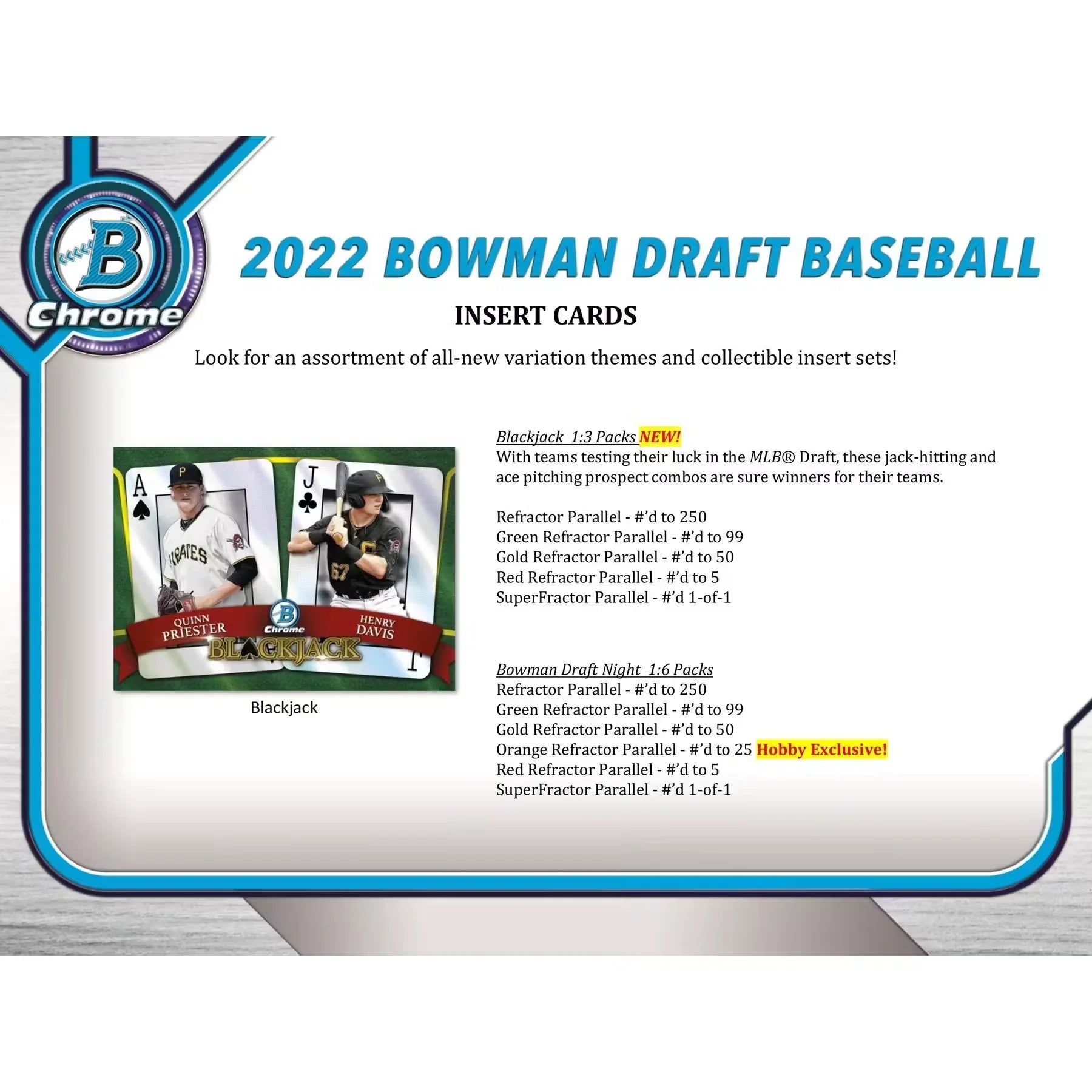 2022 Bowman Draft Baseball Hobby Jumbo Box (Ships Sealed Only)