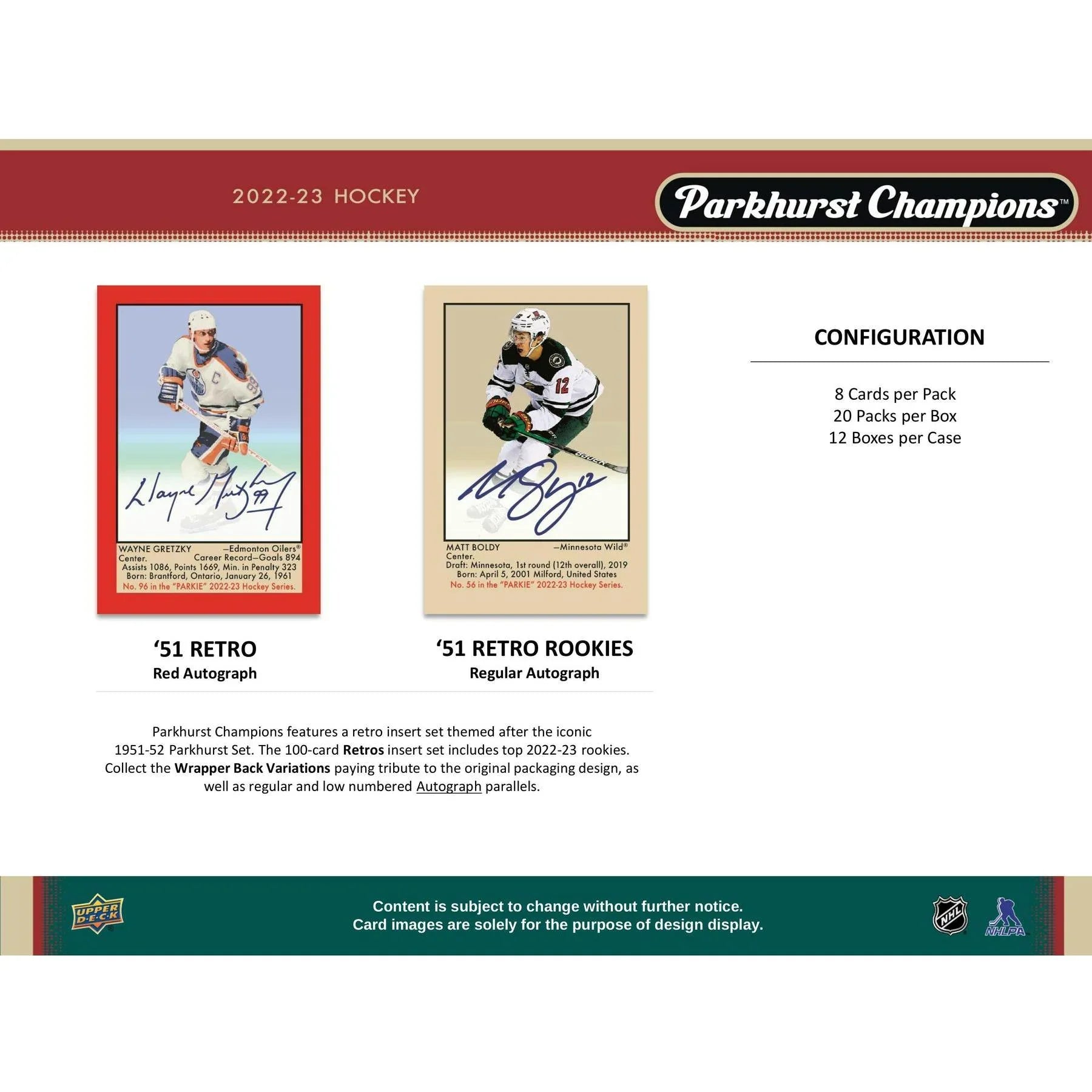 2022 23 Upper Deck Parkhurst Champions Hockey Hobby Box (Ships Sealed Only)