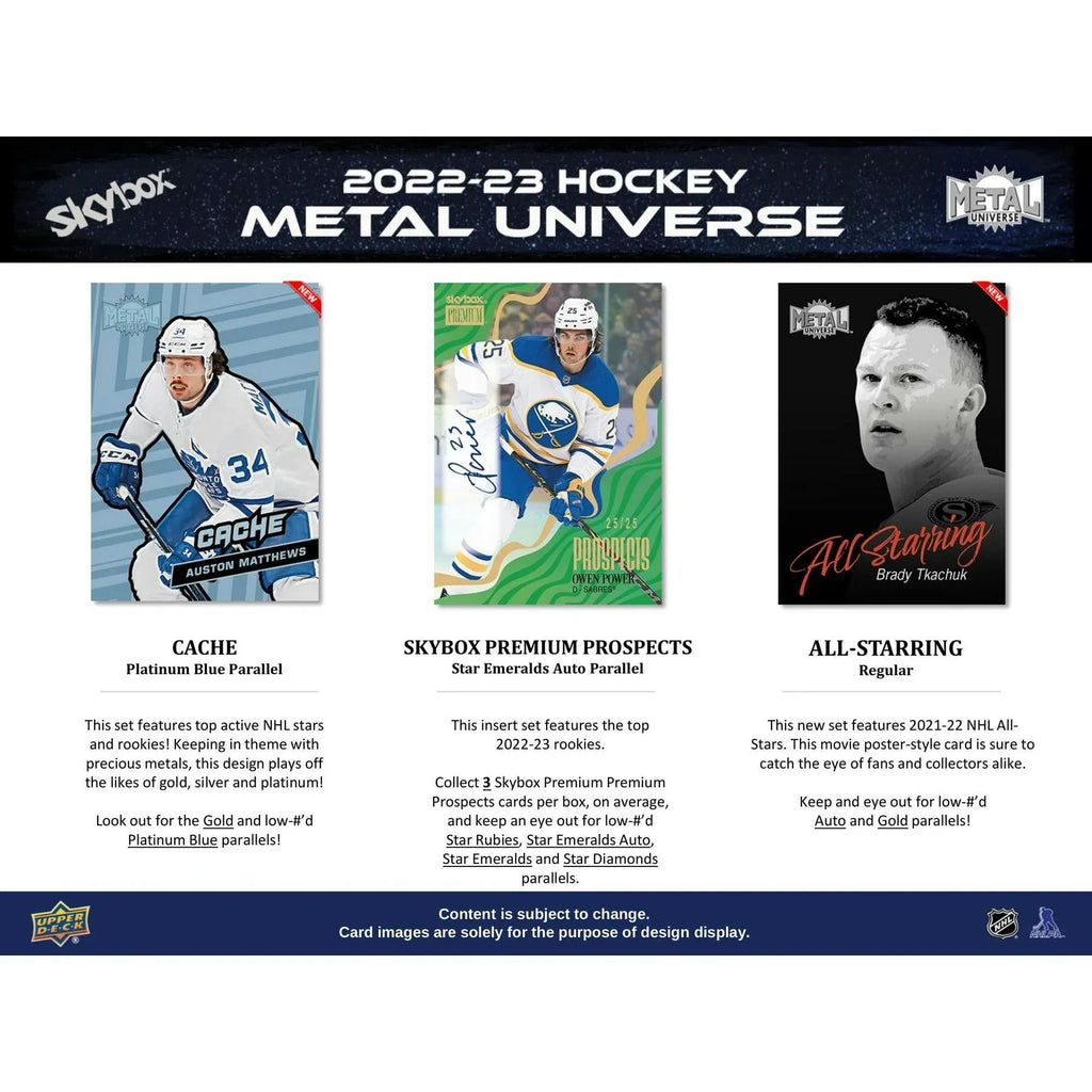 2022 23 Upper Deck Skybox Metal Universe Hockey Hobby Box (Ships Sealed Only)