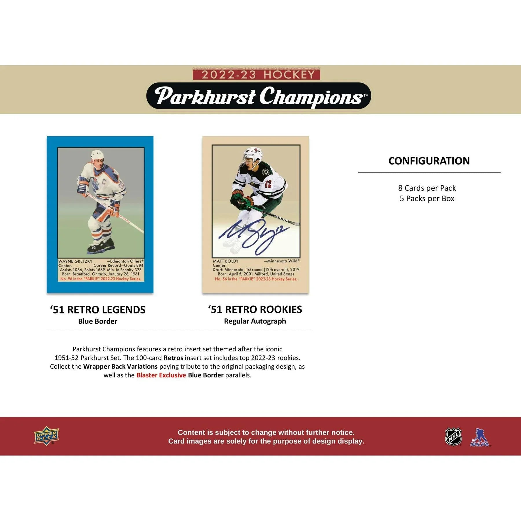 2022 23 Upper Deck Parkhurst Champions Hockey Blaster Box (Ships Sealed Only)