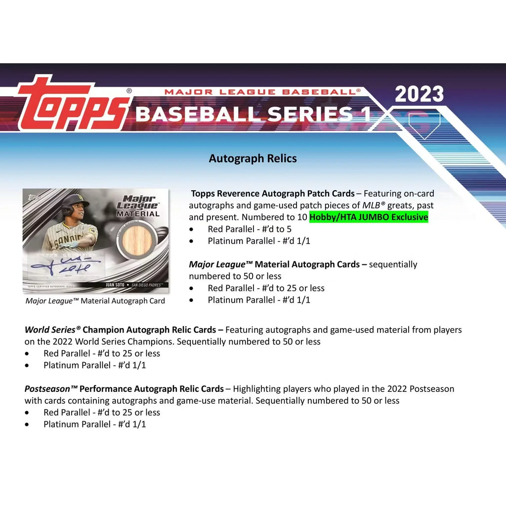 2023 Topps Series 1 Baseball Hobby Jumbo 6 Box Case (Ships Sealed Only)