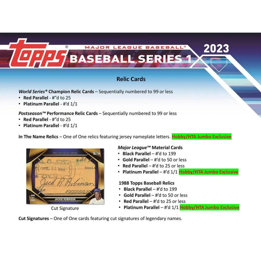 2023 Topps Series 1 Baseball Hobby Jumbo 6 Box Case (Ships Sealed Only)