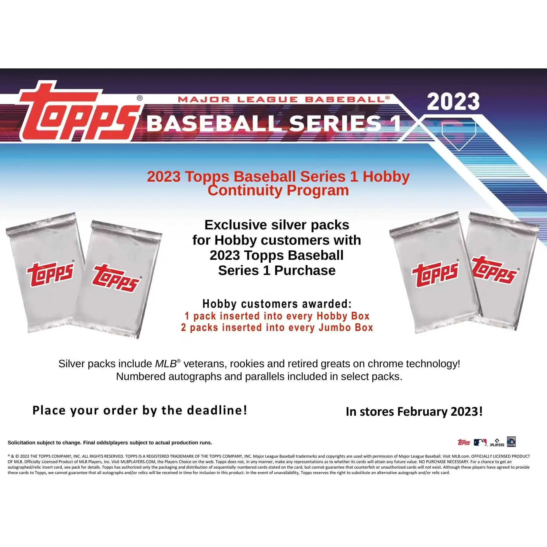 2023 Topps Series 1 Baseball Hobby Jumbo Box (Ships Sealed Only)
