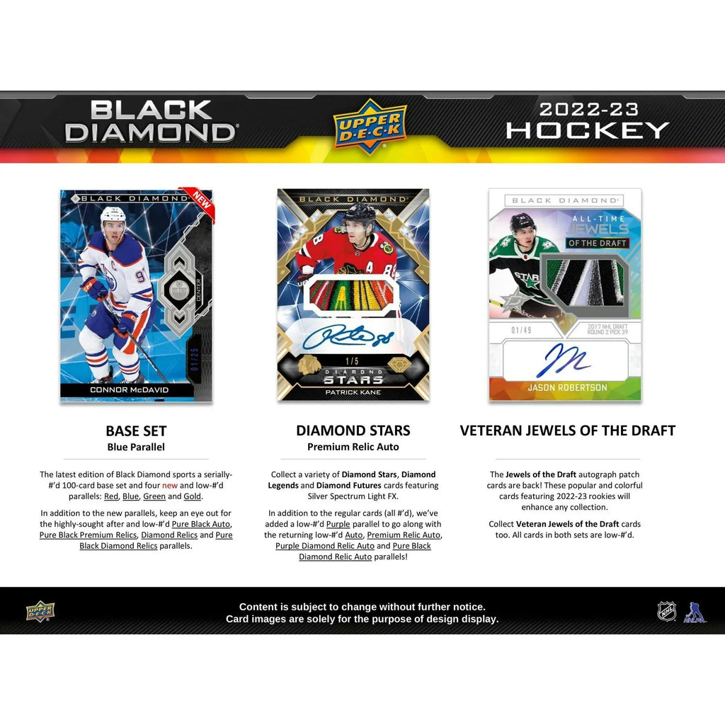 2022 23 Upper Deck Black Diamond Hockey Hobby Box (Ships Sealed Only)