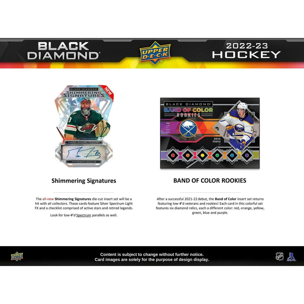 2022 23 Upper Deck Black Diamond Hockey Hobby 10 Box Case (Ships Sealed Only)